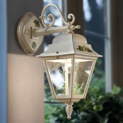 Ferroluce Garten-Wandlampen-Außenwandleuchte aus weißem Aluminium und handbemalter Dekoration - Gorizia