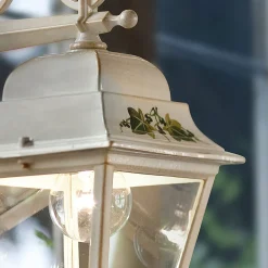 Ferroluce Garten-Wandlampen-Außenwandleuchte aus weißem Aluminium und handbemalter Dekoration - Gorizia