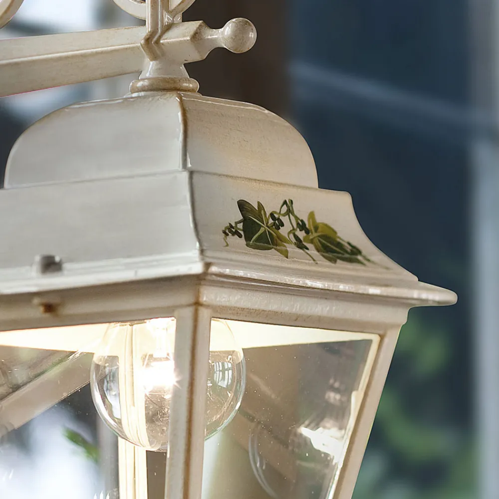 Ferroluce Garten-Wandlampen-Außenwandleuchte aus weißem Aluminium und handbemalter Dekoration - Gorizia