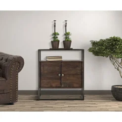 Viadurini Living Anrichte-Aufbewahrungsschrank aus Eisen und Akazienholz im Industriestil - Cacio