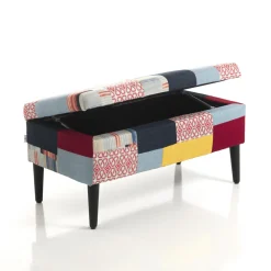 Viadurini Living Truhen Und Sitztruhe-Aufbewahrungstruhe aus Patchworkstoff – Bromo