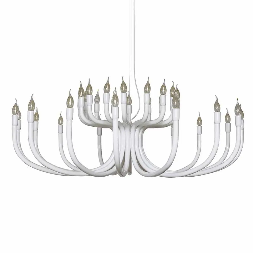 Viadurini Lighting Designer Pendelleuchten-Aufhängungsleuchter mit 16 oder 32 Lichtern aus weißem oder schwarzem Aluminium - Alviso