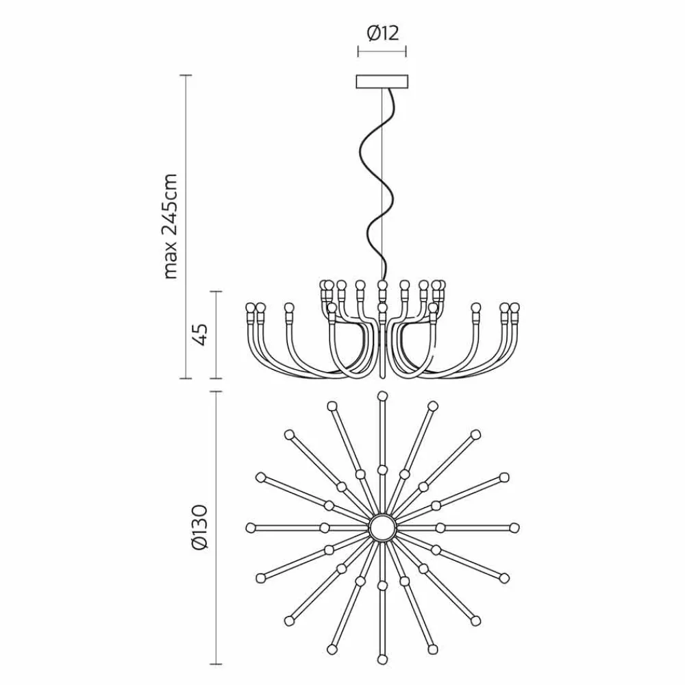 Viadurini Lighting Designer Pendelleuchten-Aufhängungsleuchter mit 16 oder 32 Lichtern aus weißem oder schwarzem Aluminium - Alviso