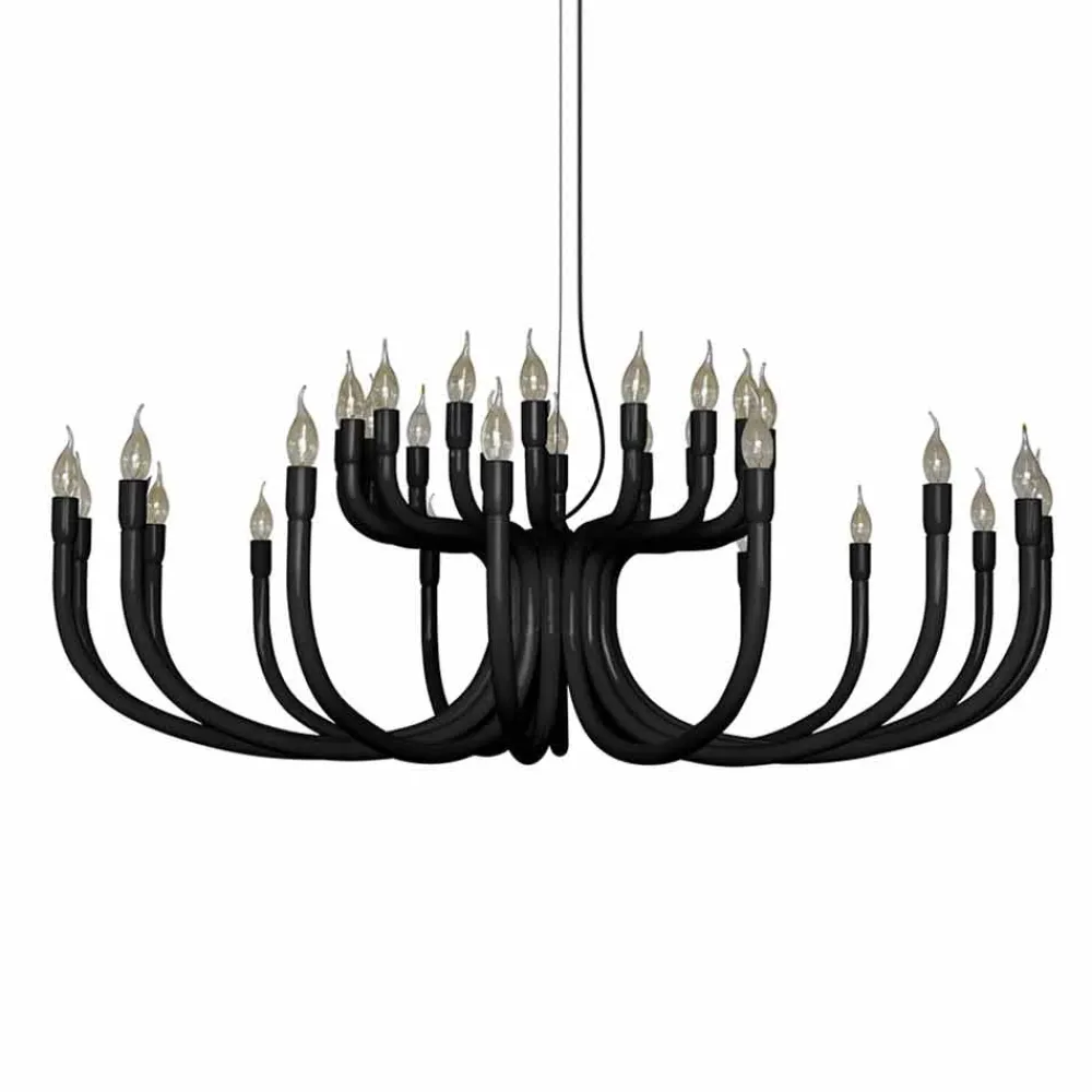 Viadurini Lighting Designer Pendelleuchten-Aufhängungsleuchter mit 16 oder 32 Lichtern aus weißem oder schwarzem Aluminium - Alviso