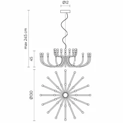 Viadurini Lighting Designer Pendelleuchten-Aufhängungsleuchter mit 16 oder 32 Lichtern aus weißem oder schwarzem Aluminium - Alviso