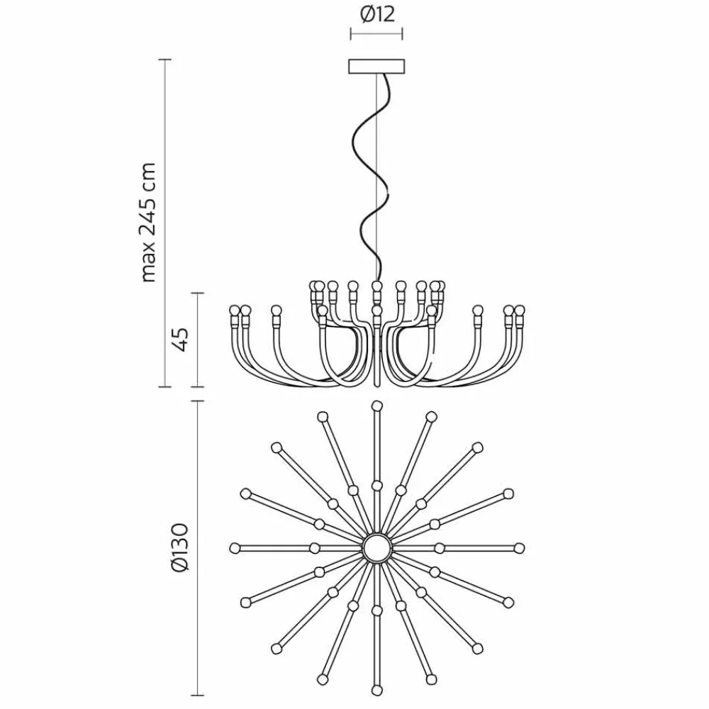 Viadurini Lighting Designer Pendelleuchten-Aufhängungsleuchter mit 16 oder 32 Lichtern aus weißem oder schwarzem Aluminium - Alviso