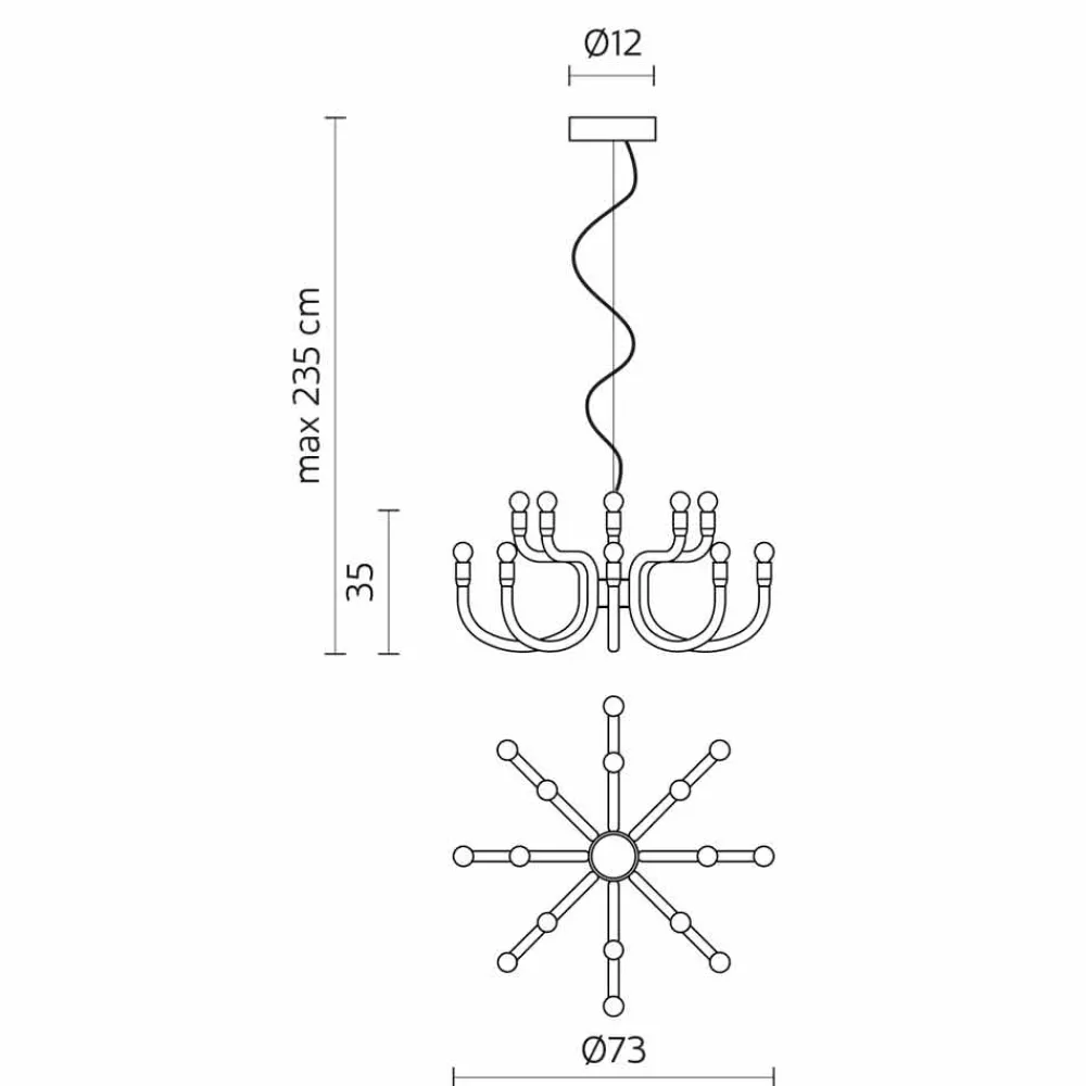 Viadurini Lighting Designer Pendelleuchten-Aufhängungsleuchter mit 16 oder 32 Lichtern aus weißem oder schwarzem Aluminium - Alviso