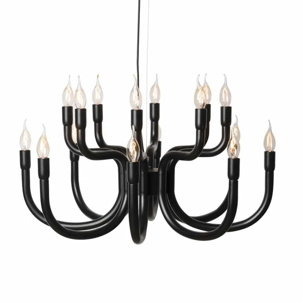 Viadurini Lighting Designer Pendelleuchten-Aufhängungsleuchter mit 16 oder 32 Lichtern aus weißem oder schwarzem Aluminium - Alviso