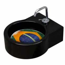 Viadurini Bathroom Farbige Waschbecken-Aufsatz- / Aufsatzwaschbecken aus schwarzer Keramik made in Italy Tor