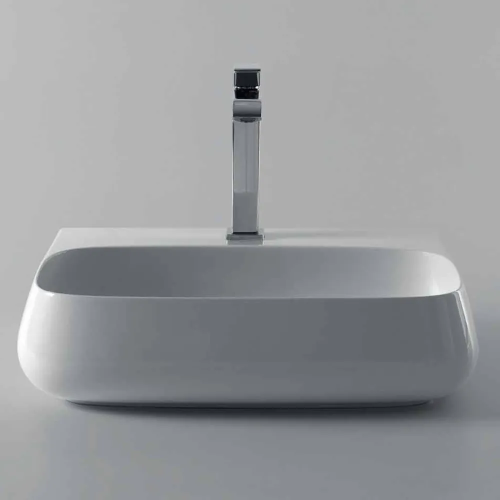 Viadurini Bathroom Keramikwaschbecken-Aufsatz- / Wandwaschbecken aus Keramik L 55 cm, made in Italy, Gais