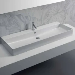 Viadurini Bathroom Keramikwaschbecken-Aufsatz- oder Wandwaschbecken in weißer oder farbiger Keramik Leivi