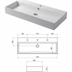 Viadurini Bathroom Keramikwaschbecken-Aufsatz- oder Wandwaschbecken in weißer oder farbiger Keramik Leivi