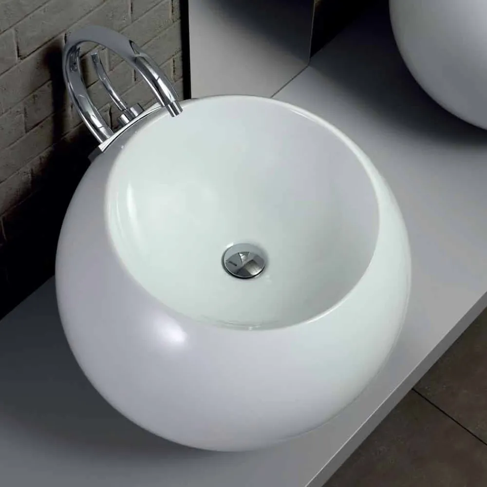 Viadurini Bathroom Keramikwaschbecken-Aufsatzspüle aus farbiger Keramik, Fanna