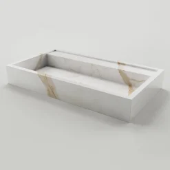 Viadurini Bathroom Keramikwaschbecken-Aufsatzwaschbecken aus Feinsteinzeug mit Marmoroptik Made in Italy - Cervia