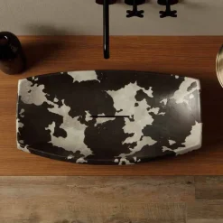 Viadurini Bathroom Farbige Waschbecken-Aufsatzwaschbecken aus gesprenkelter Keramik, Design made Italy Laura