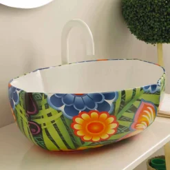 Viadurini Bathroom Farbige Waschbecken-Aufsatzwaschbecken aus gezeichneter Keramik made in Italy Oscar Design