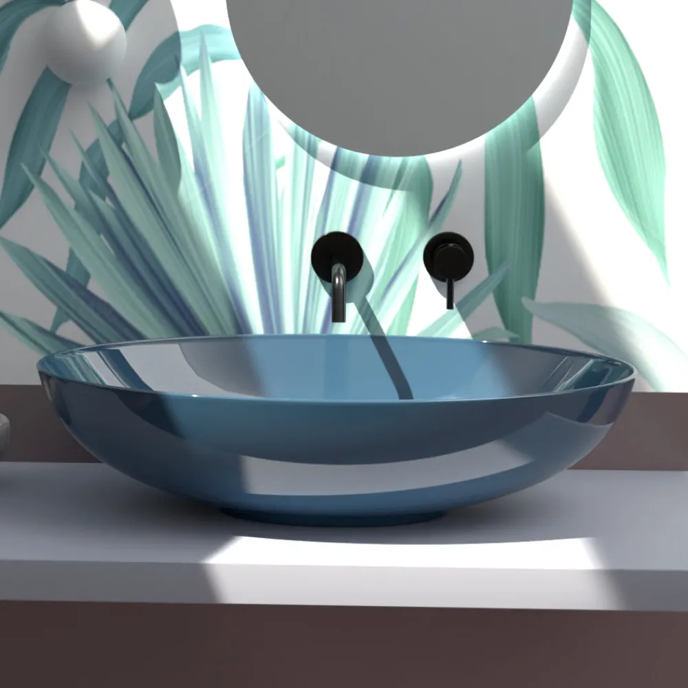 Viadurini Bathroom Keramikwaschbecken-Aufsatzwaschbecken aus glänzender oder mattierter Keramik, hergestellt in Italien – Ferry