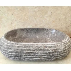 Viadurini Bathroom Steinwaschbecken-Aufsatzwaschbecken aus grauem Stein Ivy, handgefertigtes Design-Einzelstück