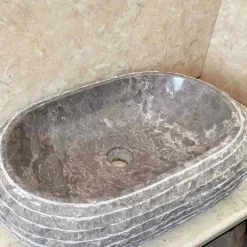 Viadurini Bathroom Steinwaschbecken-Aufsatzwaschbecken aus grauem Stein Ivy, handgefertigtes Design-Einzelstück