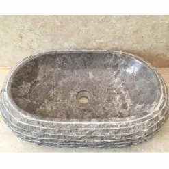 Viadurini Bathroom Steinwaschbecken-Aufsatzwaschbecken aus grauem Stein Ivy, handgefertigtes Design-Einzelstück