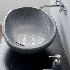 Viadurini Bathroom Farbige Waschbecken-Aufsatzwaschbecken aus grauer, mit Kokosnuss bedruckter Keramik, hergestellt in Italy Glossy