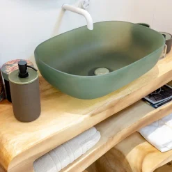 Viadurini Bathroom Harzwaschbecken-Aufsatzwaschbecken aus handbedrucktem, halbtransparentem, farbigem Harz - Elba