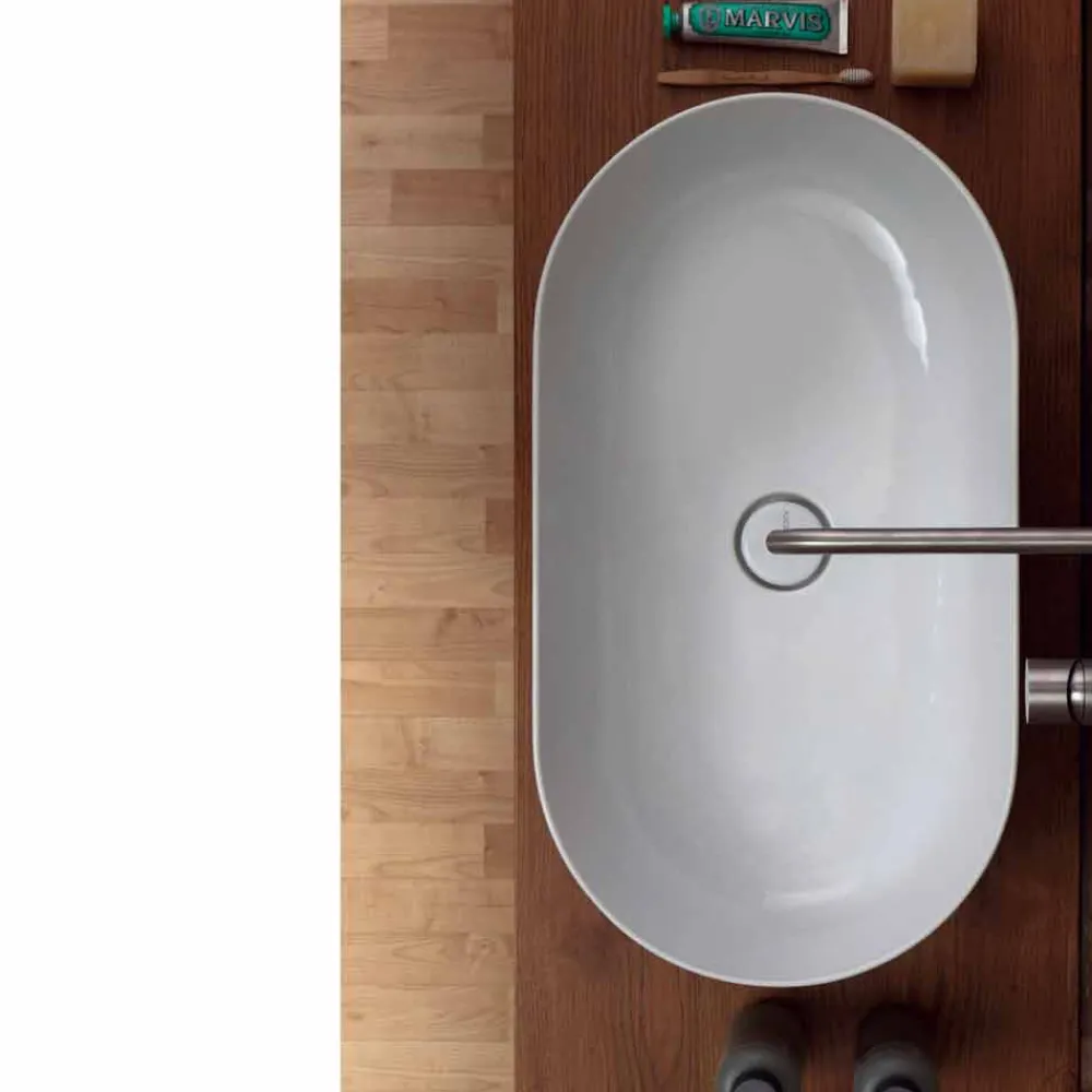 Viadurini Bathroom Farbige Waschbecken-Aufsatzwaschbecken aus Keramik, 70x35 cm, hergestellt in Italien, Star, modernes Design