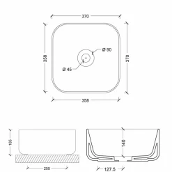 Viadurini Bathroom Farbige Waschbecken-Aufsatzwaschbecken aus Keramik, 37x37 cm, hergestellt in Italien, Star, modernes Design