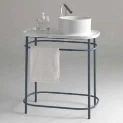 Viadurini Bathroom Keramikwaschbecken-Aufsatzwaschbecken aus Keramik mit Metallgestell Marta