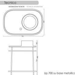 Viadurini Bathroom Keramikwaschbecken-Aufsatzwaschbecken aus Keramik mit Metallgestell Marta