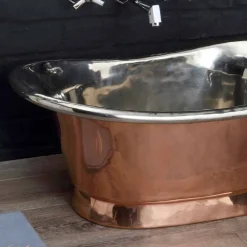 Viadurini Bathroom Kupferwaschbecken-Aufsatzwaschbecken aus Kupfer und Eisen weiß Cala