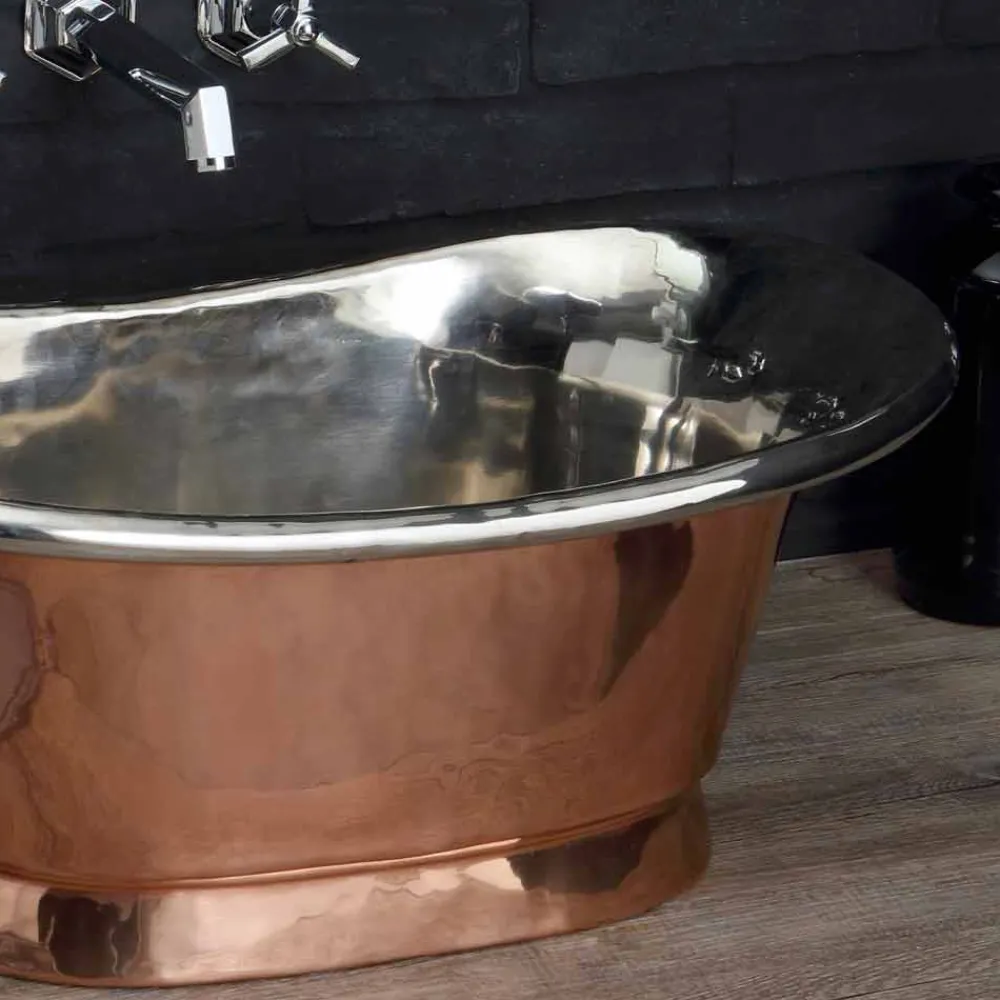 Viadurini Bathroom Kupferwaschbecken-Aufsatzwaschbecken aus Kupfer und Eisen weiß Cala