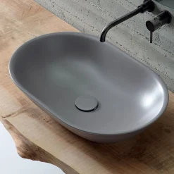 Viadurini Bathroom Farbige Waschbecken|Keramikwaschbecken-Aufsatzwaschbecken aus matt Keramik L 58 cm Made in Italy - Nelly