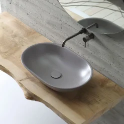 Viadurini Bathroom Farbige Waschbecken|Keramikwaschbecken-Aufsatzwaschbecken aus matt Keramik L 58 cm Made in Italy - Nelly