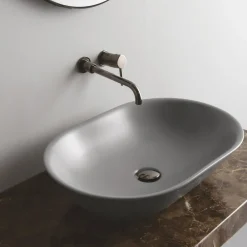 Viadurini Bathroom Farbige Waschbecken|Keramikwaschbecken-Aufsatzwaschbecken aus matt Keramik L 58 cm Made in Italy - Nelly