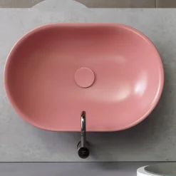 Viadurini Bathroom Farbige Waschbecken|Keramikwaschbecken-Aufsatzwaschbecken aus matt Keramik L 58 cm Made in Italy - Nelly