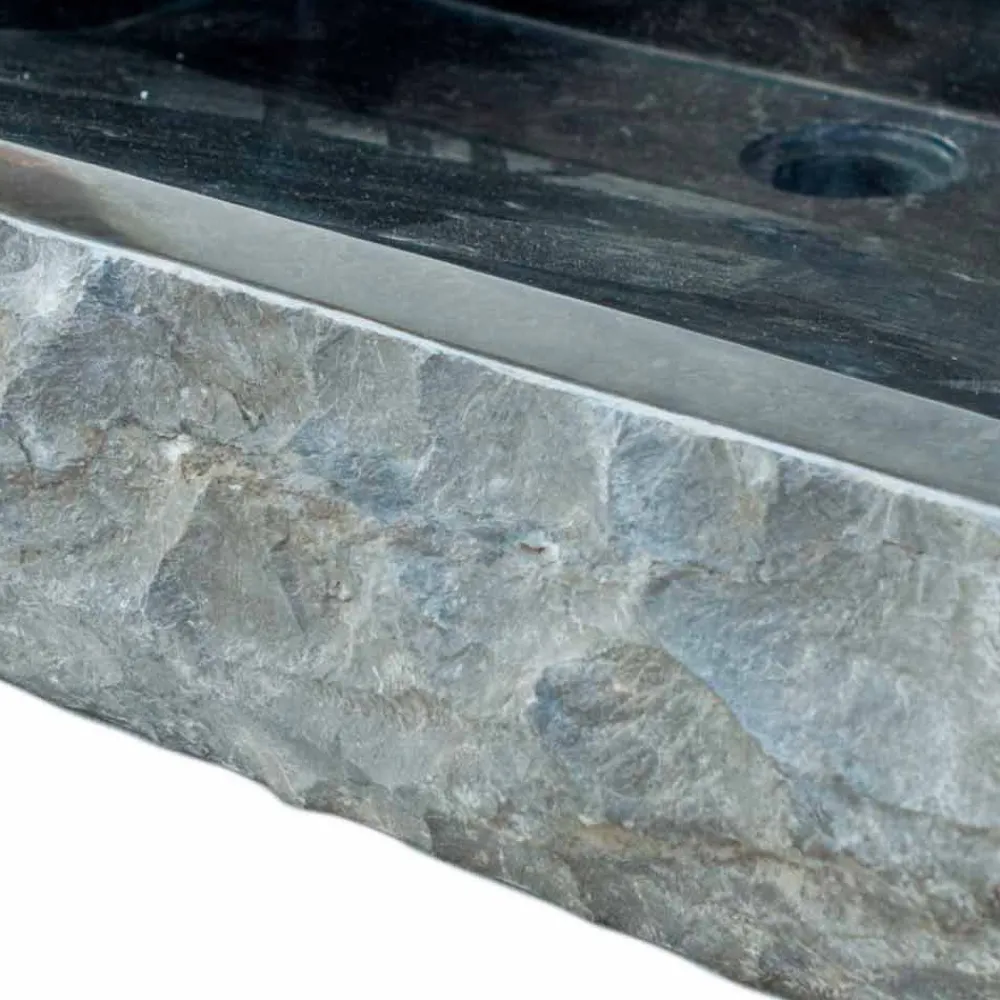 Viadurini Bathroom Steinwaschbecken-Aufsatzwaschbecken aus Naturstein schwarz Sam, Einzelstück