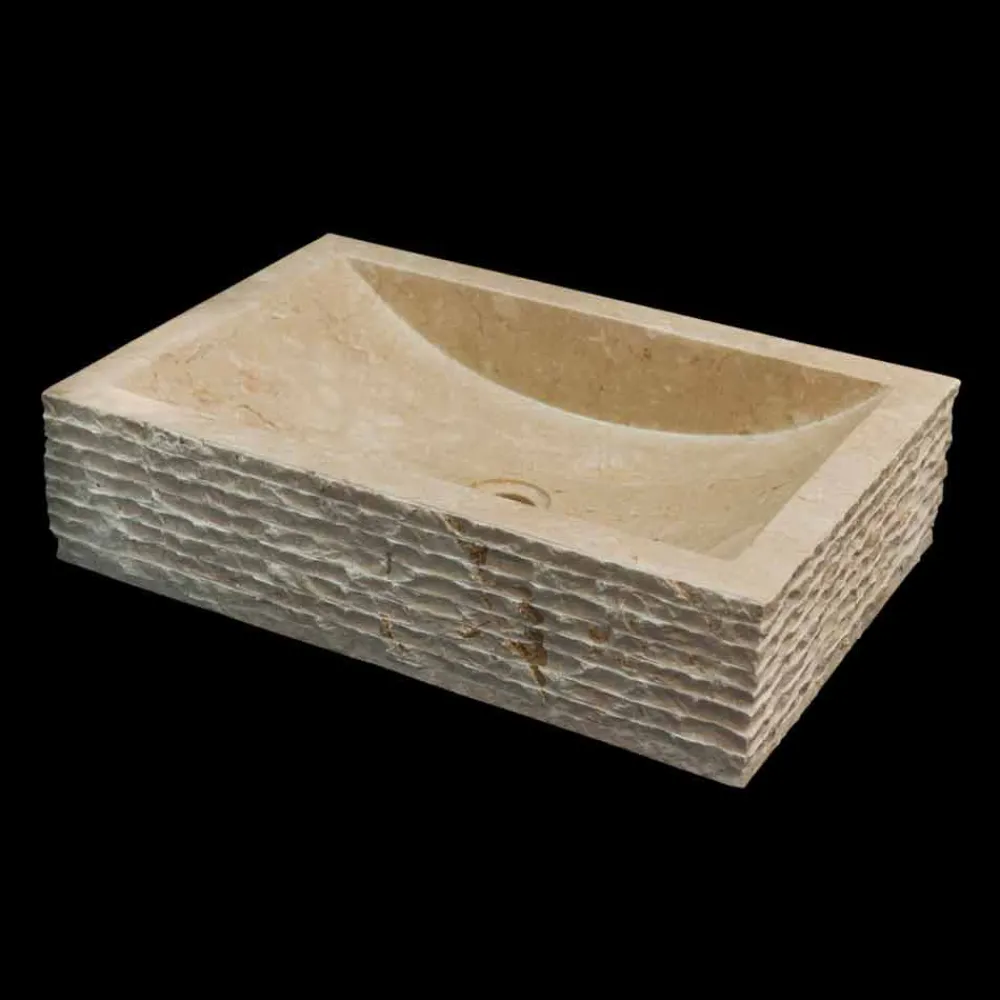 Viadurini Bathroom Steinwaschbecken-Aufsatzwaschbecken aus Naturstein weiß Idro, Einzelstück