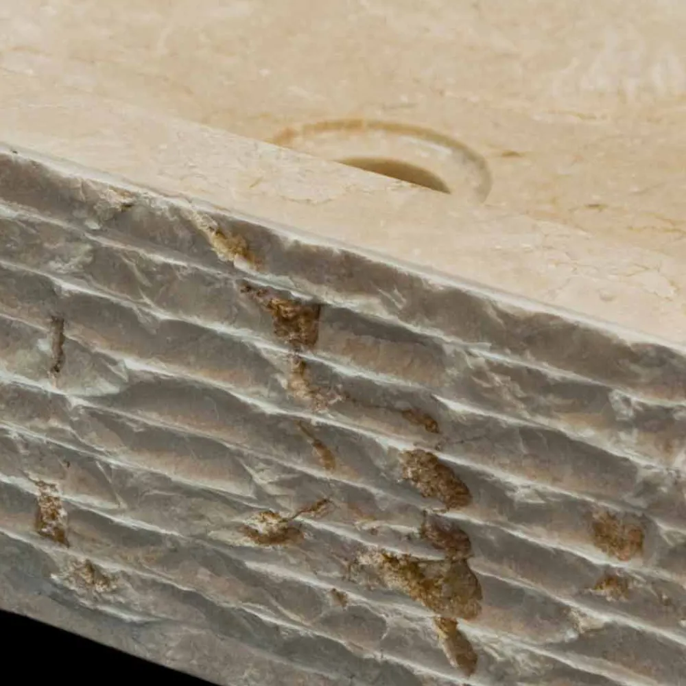 Viadurini Bathroom Steinwaschbecken-Aufsatzwaschbecken aus Naturstein weiß Idro, Einzelstück