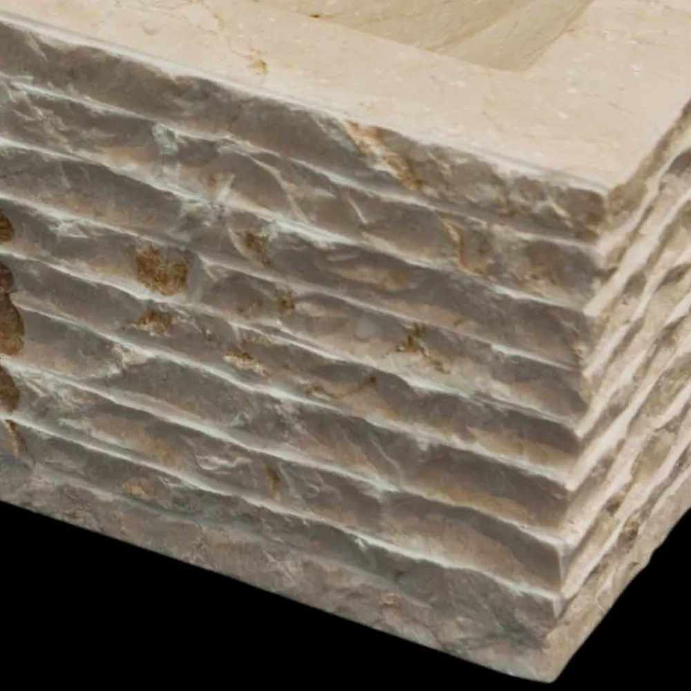 Viadurini Bathroom Steinwaschbecken-Aufsatzwaschbecken aus Naturstein weiß Idro, Einzelstück