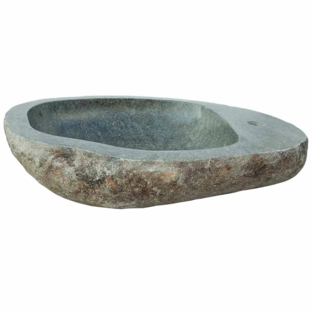 Viadurini Bathroom Steinwaschbecken-Aufsatzwaschbecken aus Naturstein Kai, mit Hahnloch