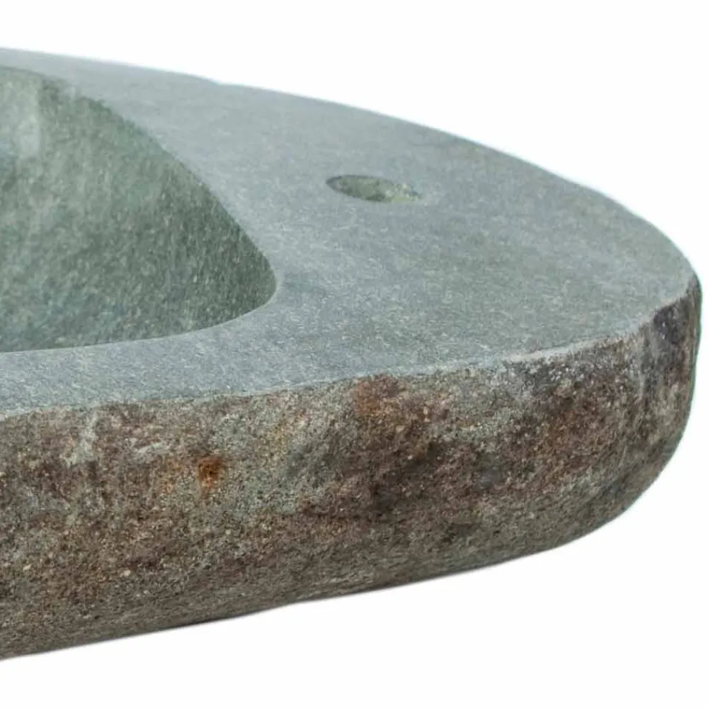 Viadurini Bathroom Steinwaschbecken-Aufsatzwaschbecken aus Naturstein Kai, mit Hahnloch