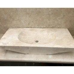 Viadurini Bathroom Steinwaschbecken-Aufsatzwaschbecken aus Naturstein weiß Vox, Einzelstück