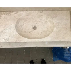 Viadurini Bathroom Steinwaschbecken-Aufsatzwaschbecken aus Naturstein weiß Vox, Einzelstück