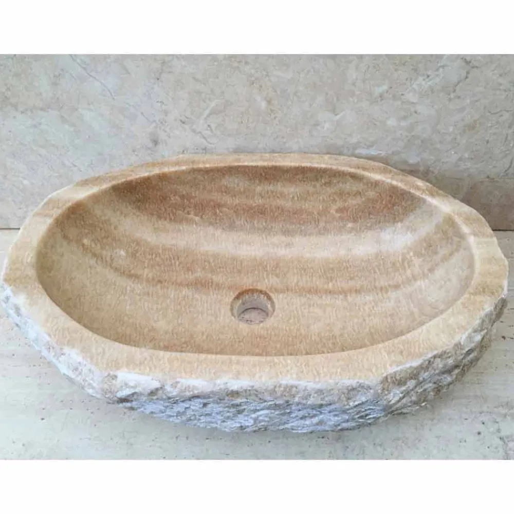 Viadurini Bathroom Steinwaschbecken-Aufsatzwaschbecken aus Naturstein Laia, Einzelstück