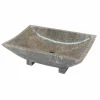 Viadurini Bathroom Steinwaschbecken-Aufsatzwaschbecken aus Naturstein grau Iria, Einzelstück