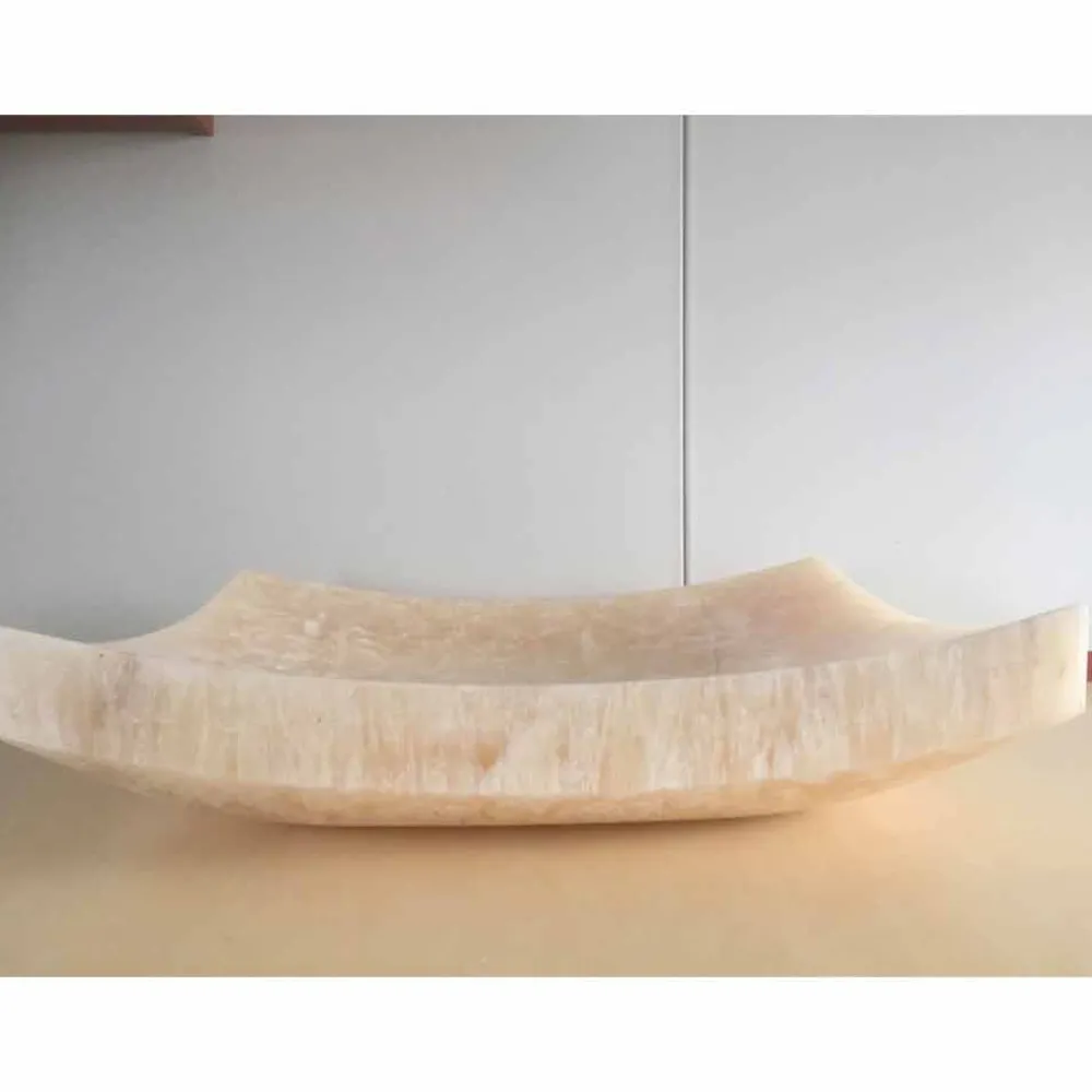 Viadurini Bathroom Steinwaschbecken-Aufsatzwaschbecken aus natürlichem Onyxstein Love, Einzelstück