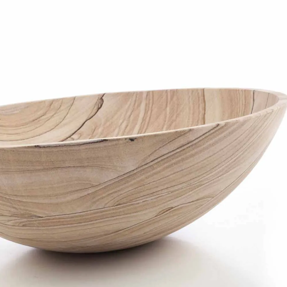 Viadurini Bathroom Steinwaschbecken-Aufsatzwaschbecken aus Sandstein in runder Form - Cerasolo