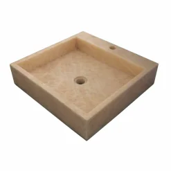 Viadurini Bathroom Steinwaschbecken-Aufsatzwaschbecken beige viereckig aus Onyx Ban Modell