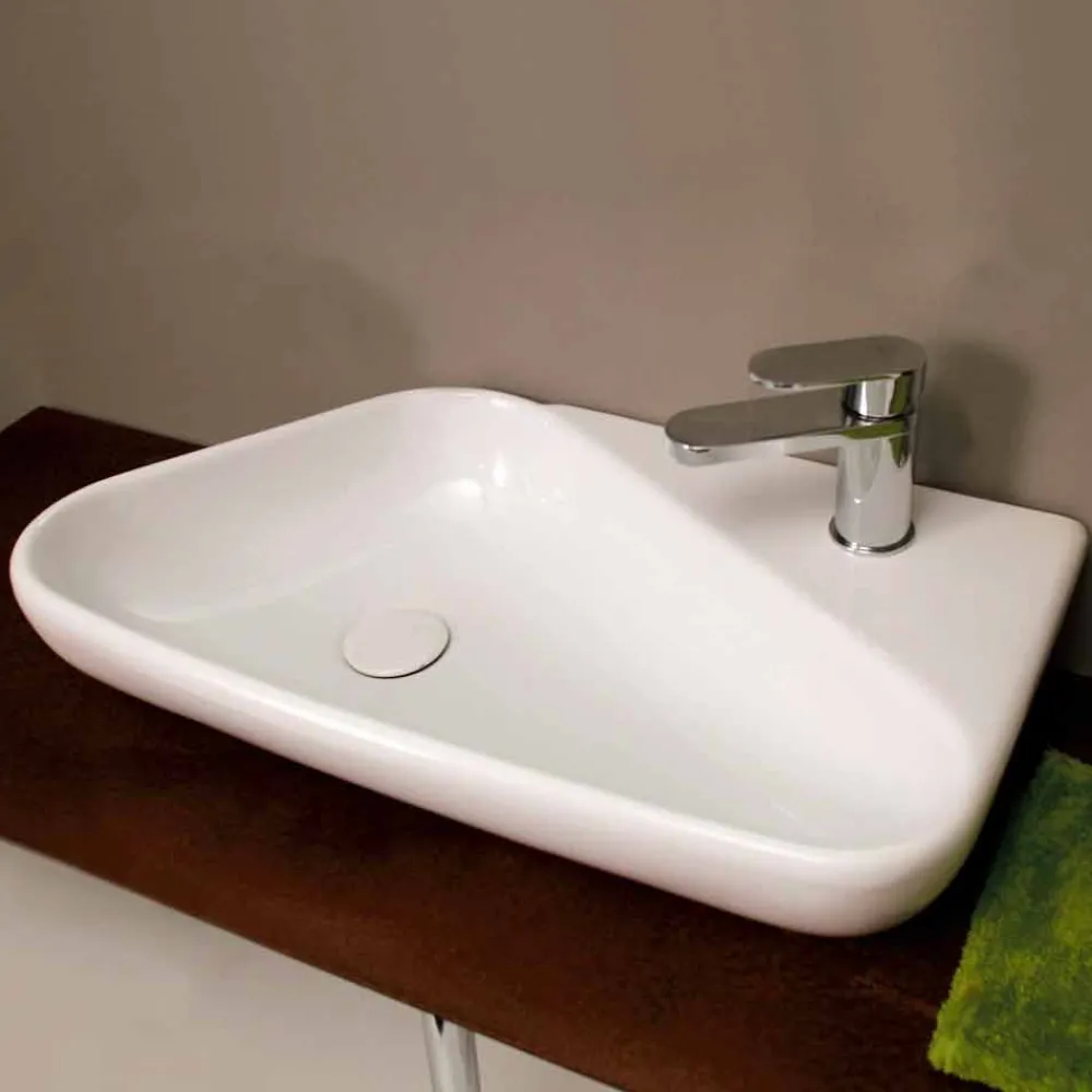 Viadurini Bathroom Keramikwaschbecken-Aufsatzwaschbecken Design aus Keramik, made in Italy Sheyla